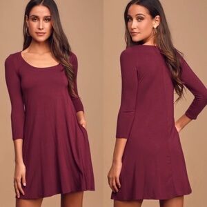 Lulus Twirl Power Wine Red Swing Dress Size M